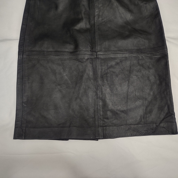 Mossimo Genuine 100% Leather Black Pencil Skirt Size 2 Back Zip Lined - Picture 7 of 9